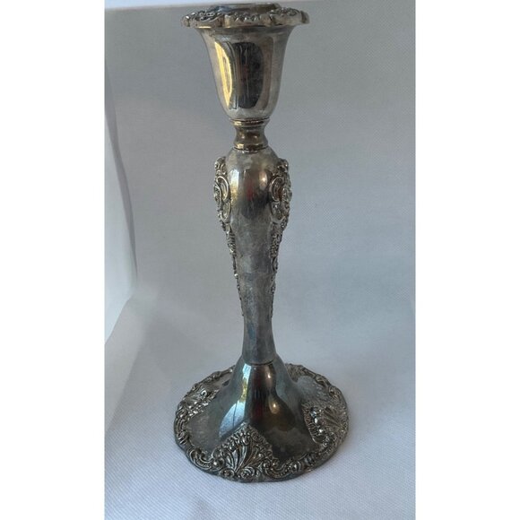 Vintage Godinger Ornate Silver-Plated Candle Holder Intricate Floral Details - Picture 2 of 12
